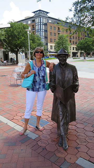 Debbie and statue