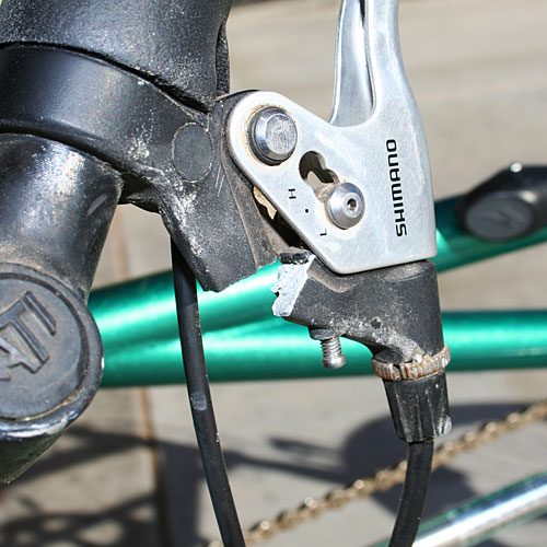 Broken bicycle brake