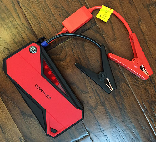 DBPOWER jump starter with attached cables