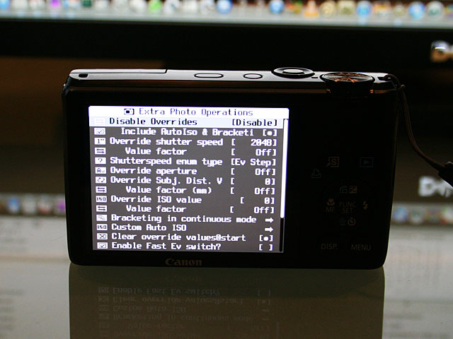 Photo - CHDK sub-menu screen of S95