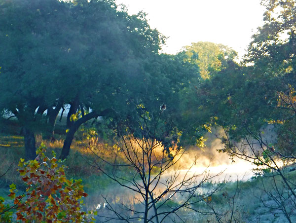 Mist rising up from Pecan Creek in Horseshoe Bay, Texas