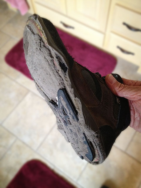 Photo of delaminated hiking boot