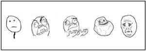 Line drawing: 5 stages of grief meme