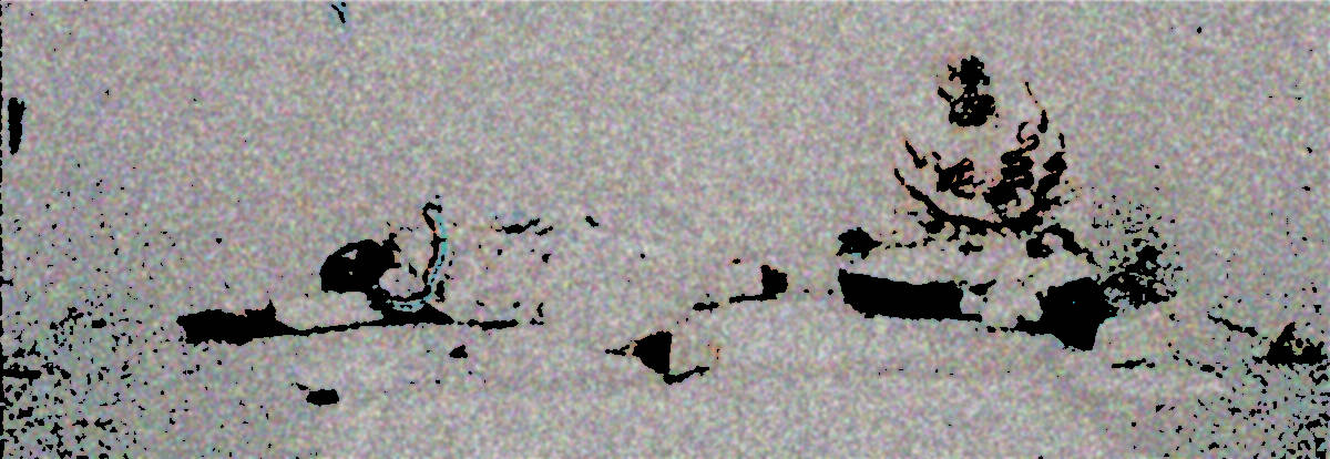Abstract graphic of two wounded (or deceased) bodies
