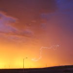 Lightning at sunset, Midland, Texas