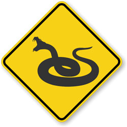 Clipart: Sign showing coiled fanged snake