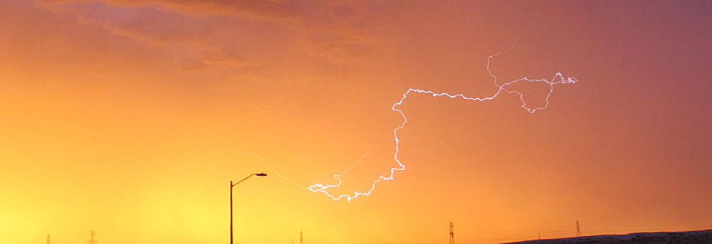 Lightning at sunset in Midland, Texas