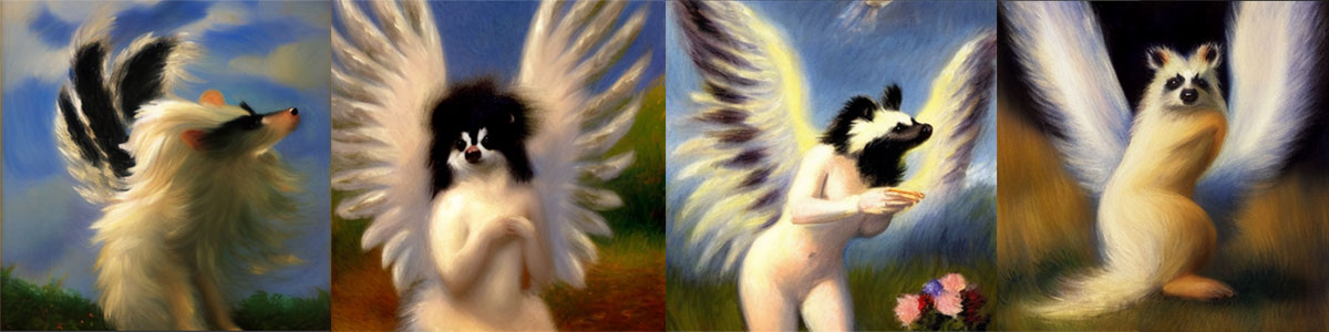 AI-generated image: Angelic skunks