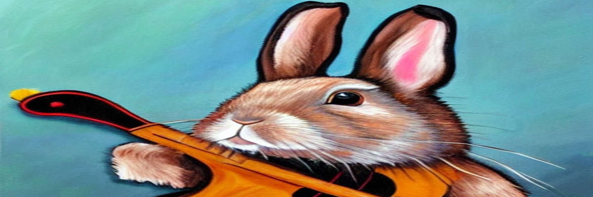 AI generated image: rabbit musician