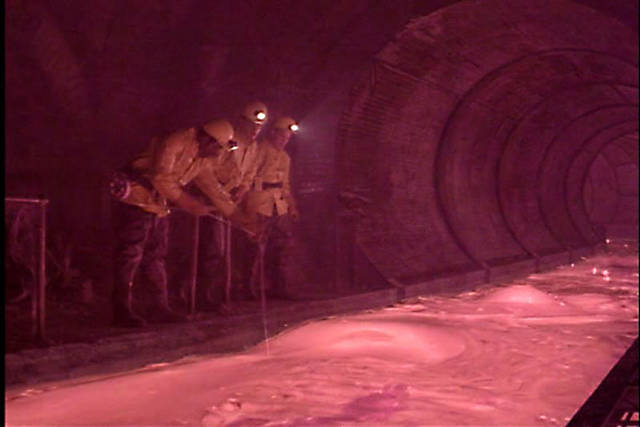 Still from Ghostbusters II - The river of evil slime