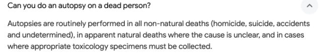 Google's answer to the query, Can you do an autopsy on a dead person?