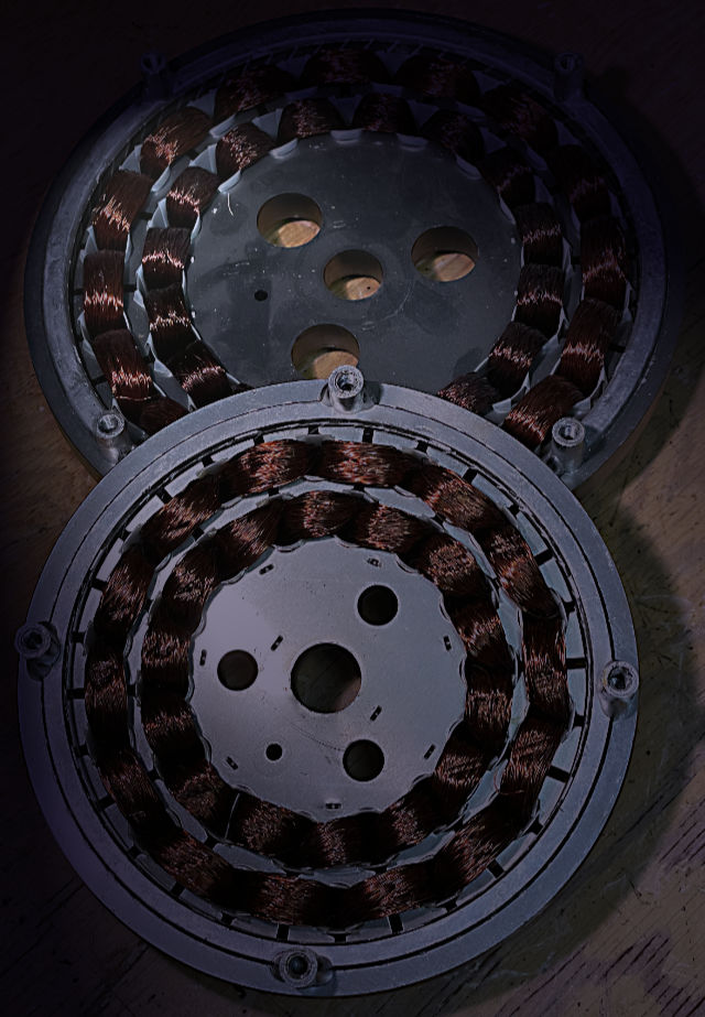 Photo: Two armature winding discs