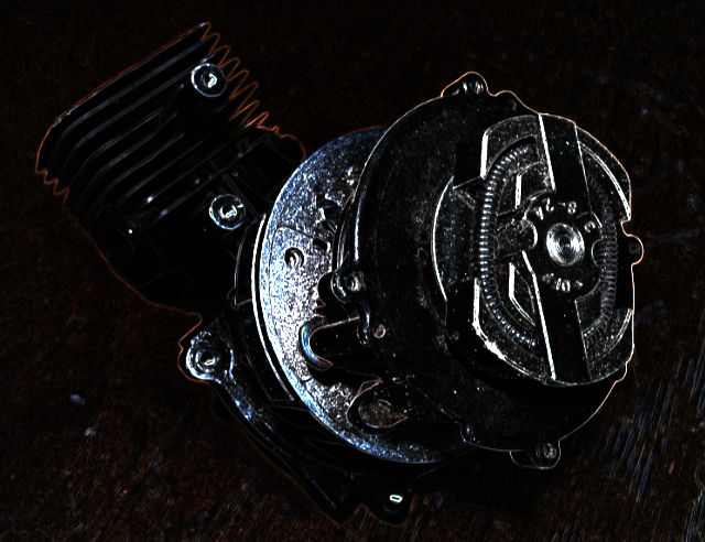 Photo: a stylized image of an engine from a string trimmer (seedeater)