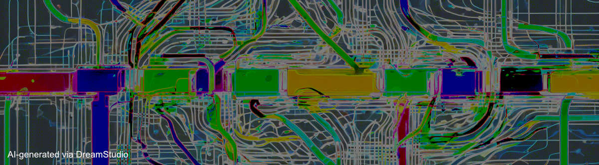 AI-generated brightly colored circuit board