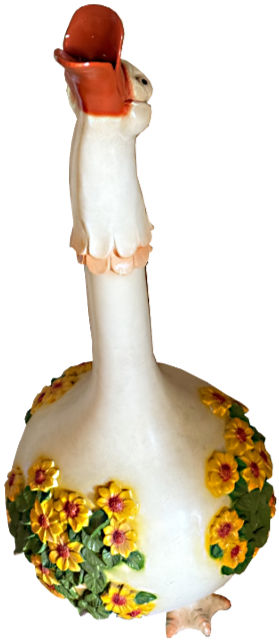 Photo of a goose-shaped coin bank