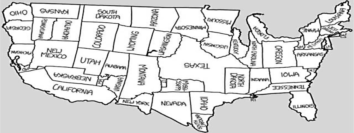Map of the US with all the states rearranged