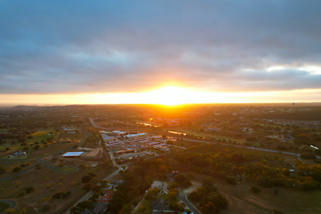 Aerial photo (drone) of a Texas Hill Country sunrise
