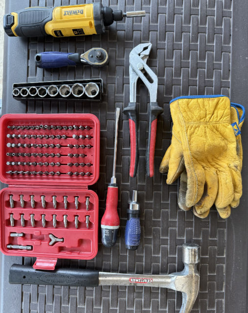 Photo of all the tools used to repair the damaged gliders