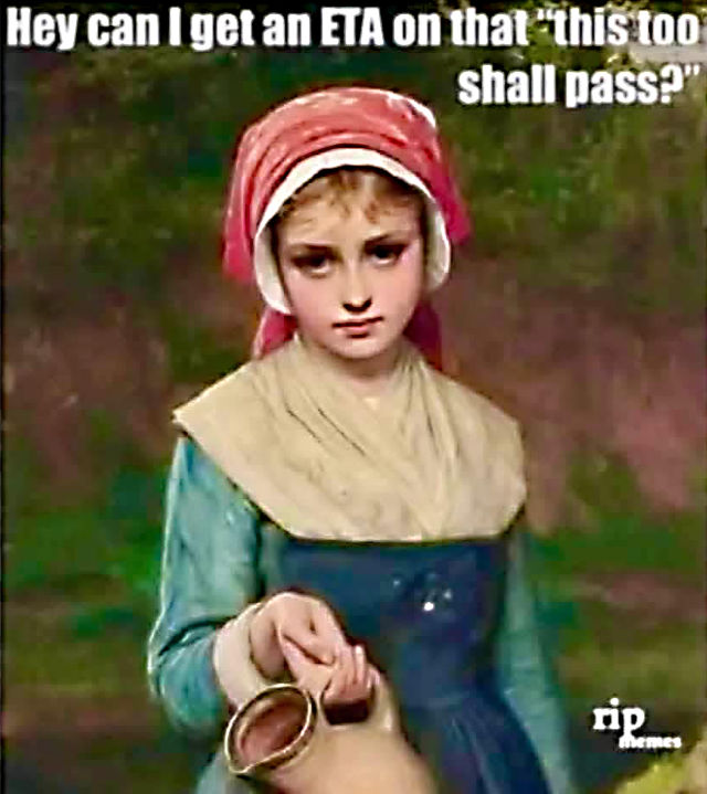 Meme: Need an ETA on 'this too shall pass'