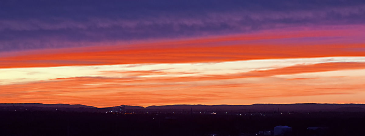 Photo: Sunset as view from a hilltop in Marble Falls, TX