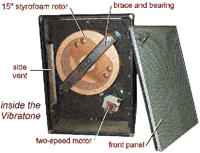 Photo showing the innards of the Fender Vibratone speaker