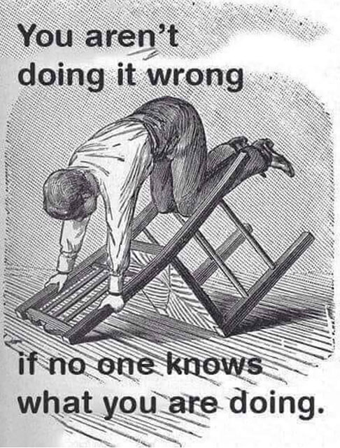 Meme: You aren't doing it wrong if no one knows what you're doing.