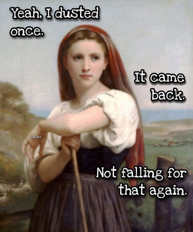 Meme: Dusted once, not falling for that again