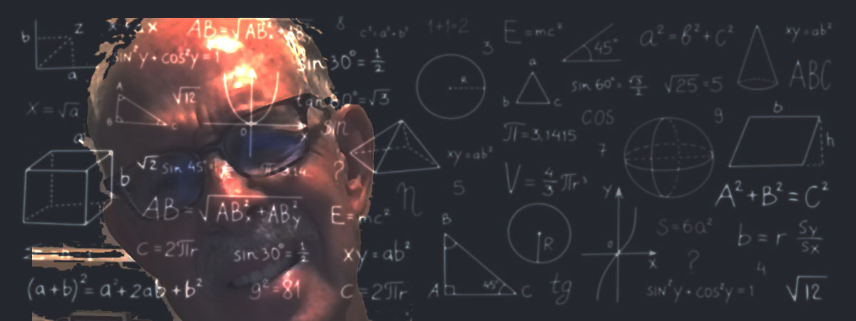 Illustration: Me looking very confused at a blackboard filled with complicated mathematical symbols
