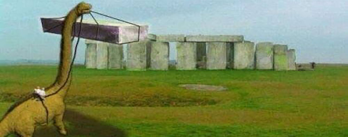 Meme: Brontosaurus building Stonehenge