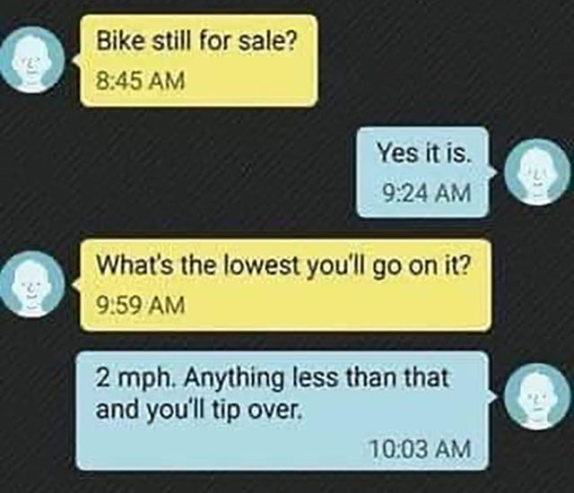 Meme: 2 mph bike ride is dangerous