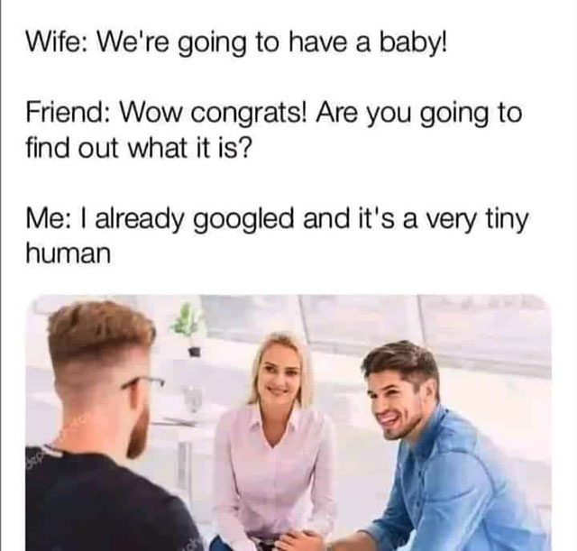 Meme: A baby is a very tiny human