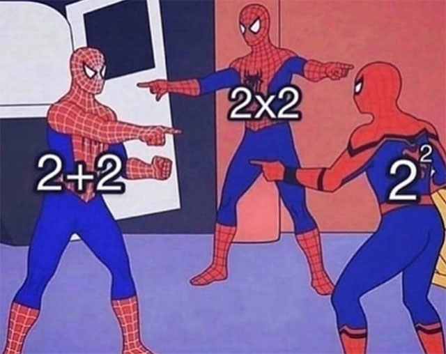 Meme: Spidermen doing math