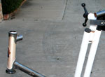 Photo of hacksawed bicycle frame